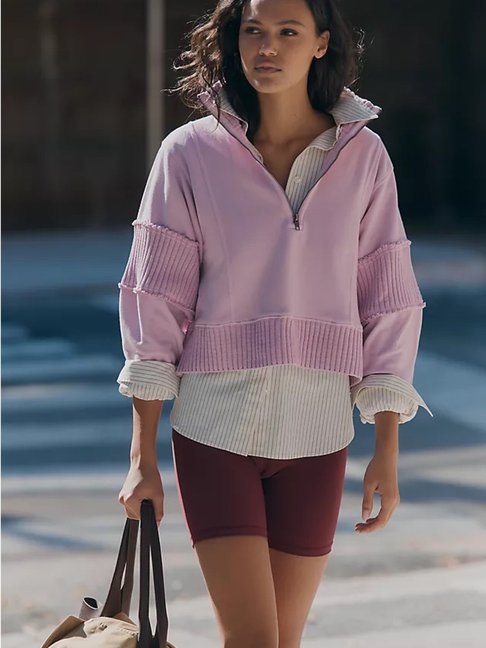 Anthropologie-sz Medium-Lilac Half-Zip Pullover LIKE NEW!